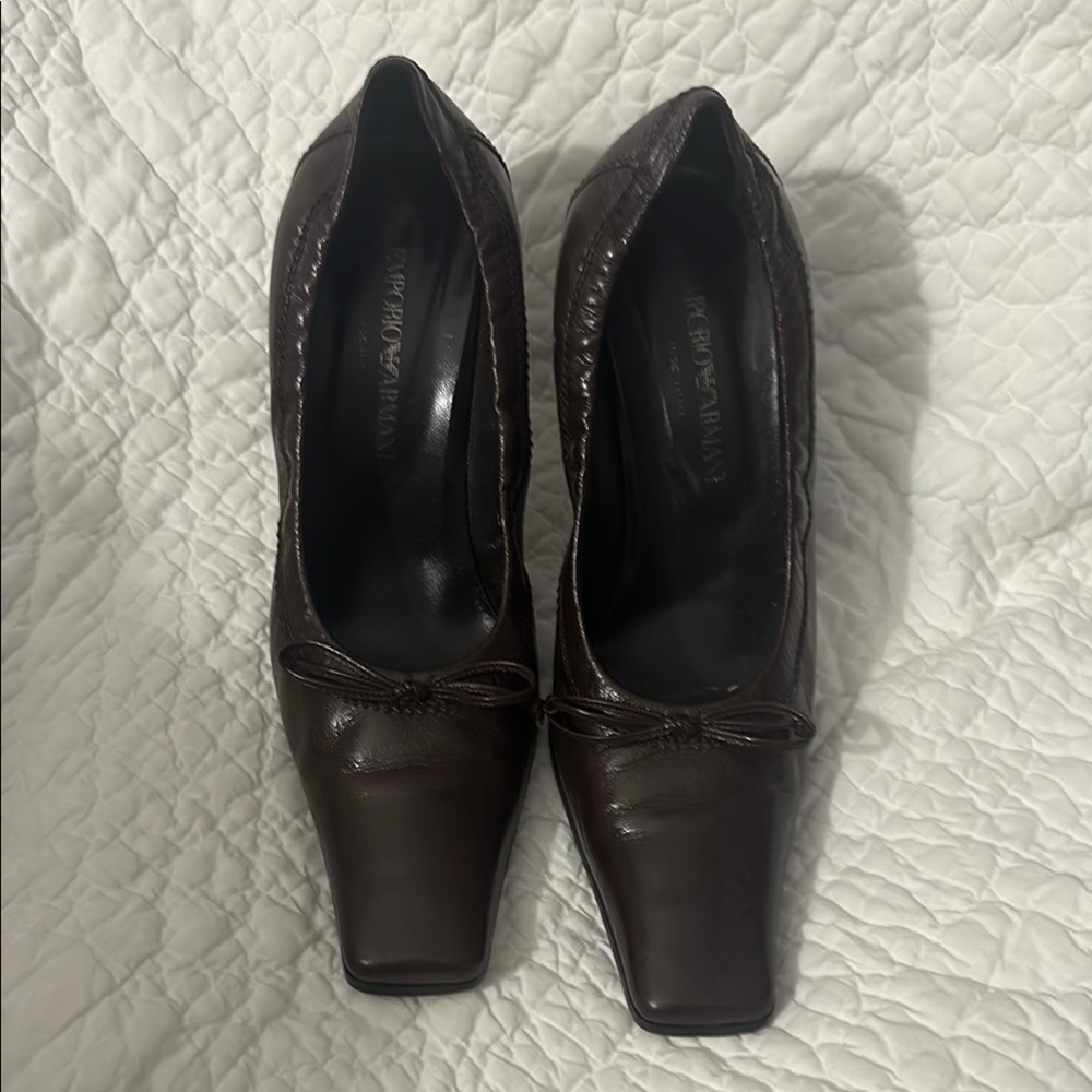 Emporio Armani Brown Leather Heels VINTAGE circa 1998